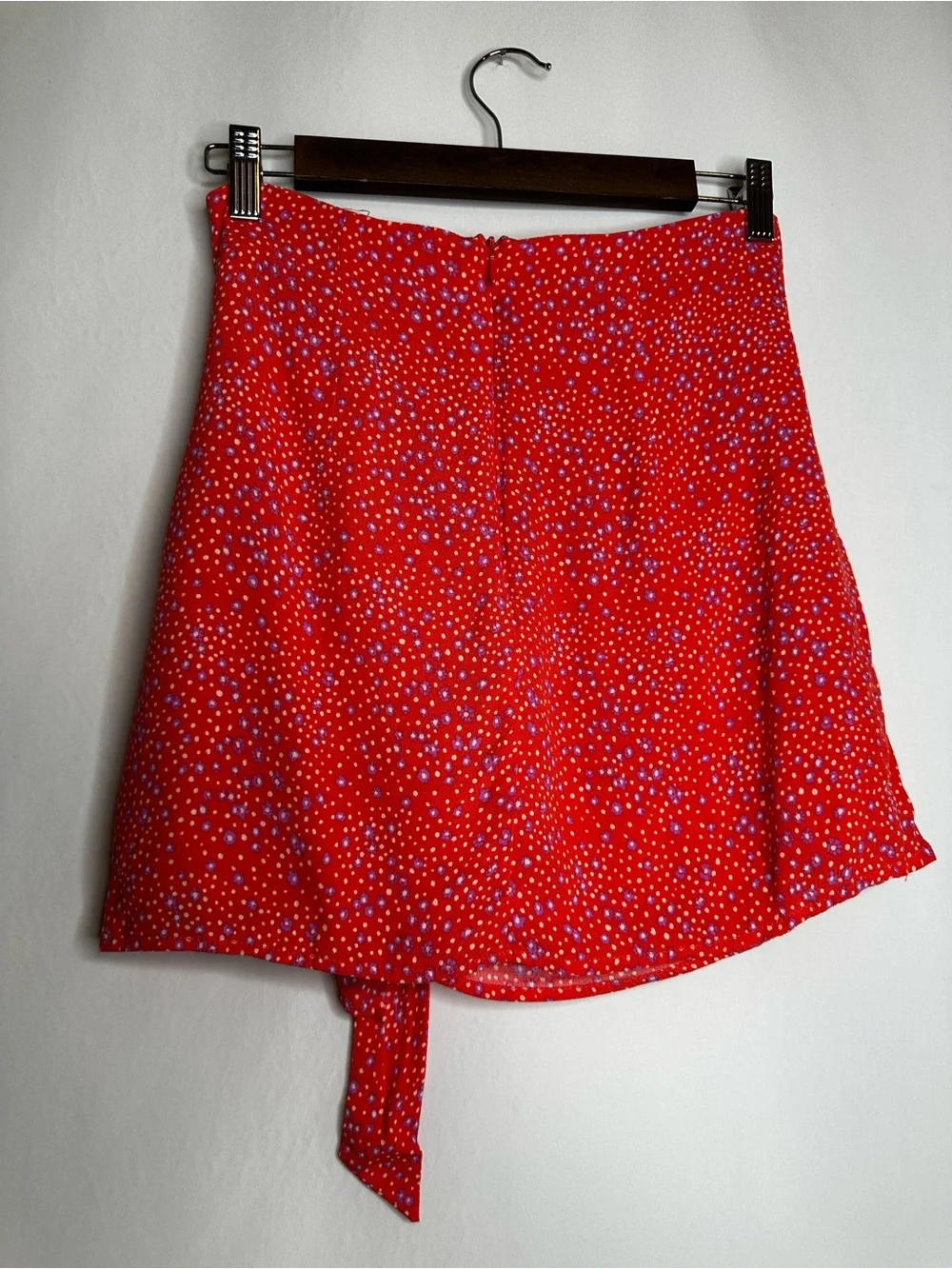 Mango Red Floral Asymmetrical Tie-Waist Skirt